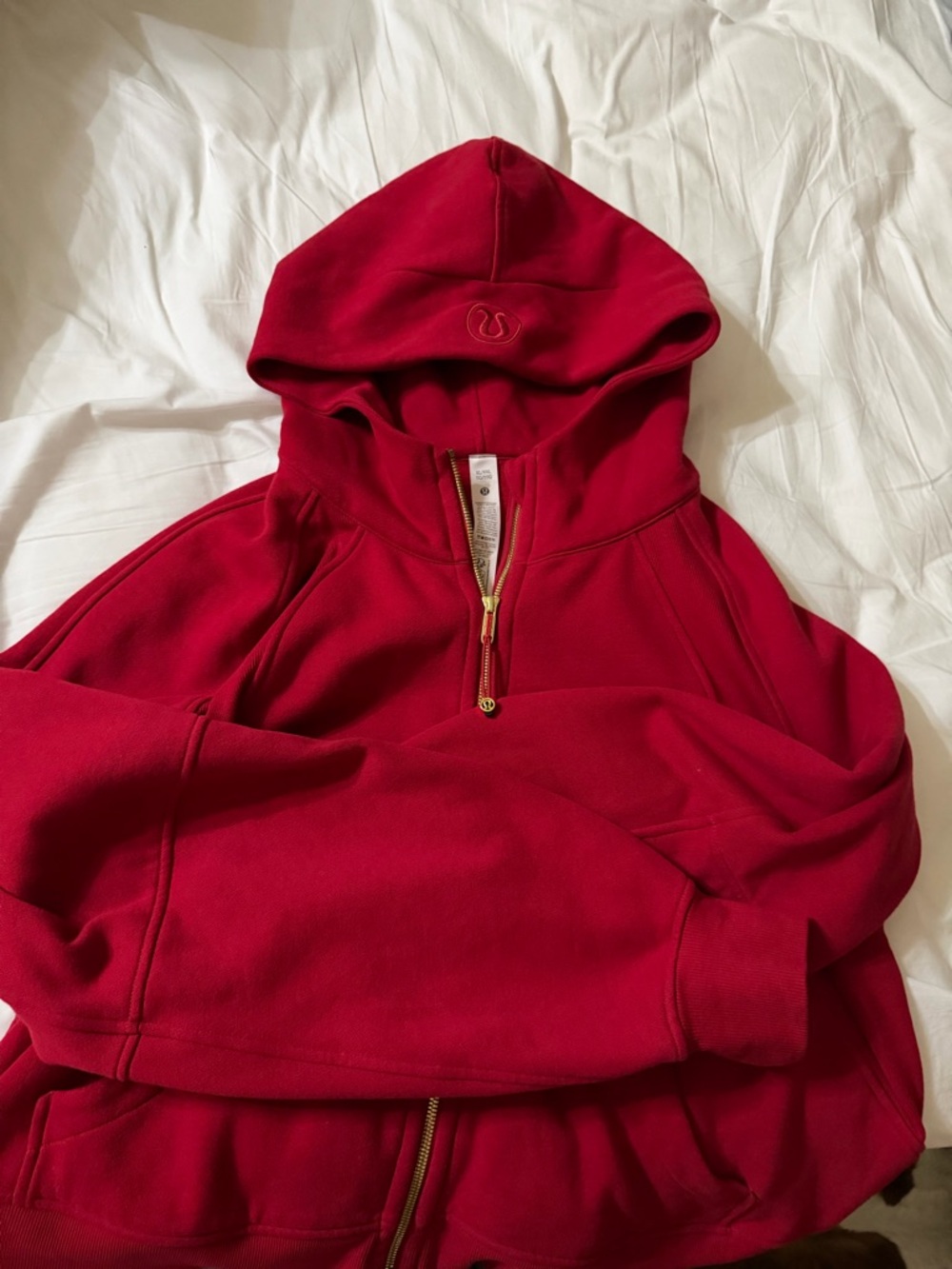 Red Lululemon oversized cropped full Zip Hoodie
